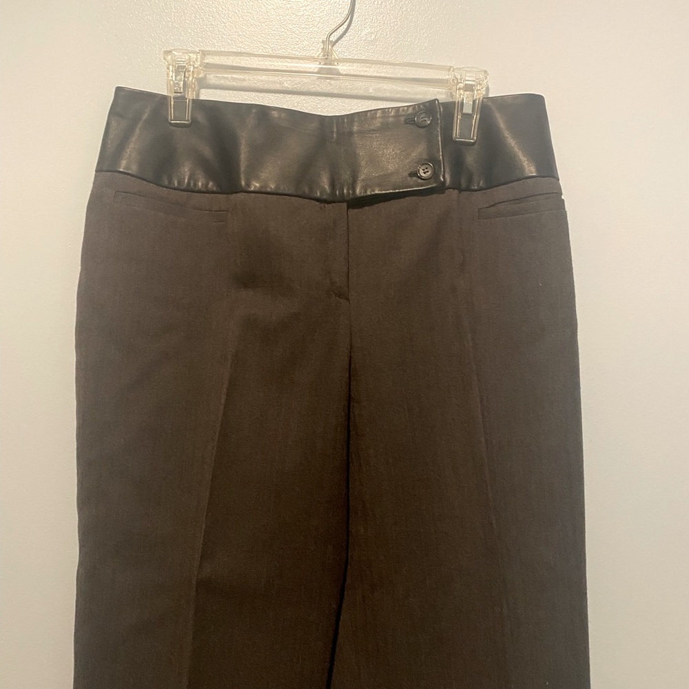 Harve Benard  herringbone pants with black leather waistband